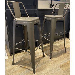 Distressed metal counter deals stools